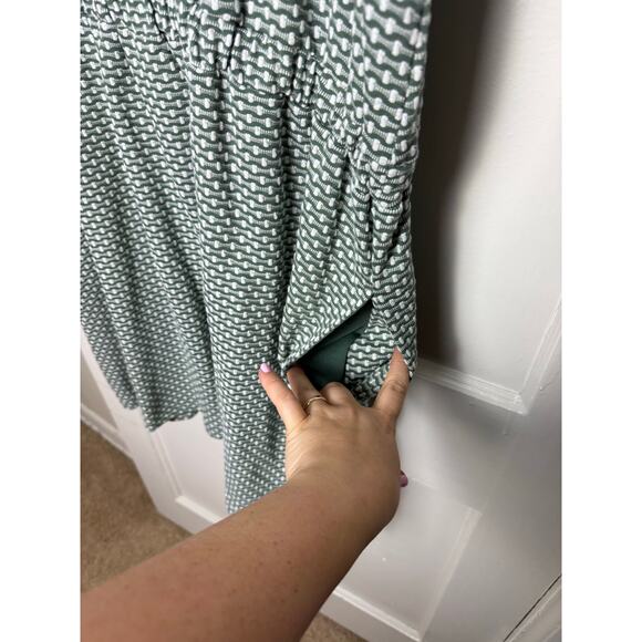 Loft Mini Geo Pocket Tee Green Lattice Casual Knit Dress Size XXL NEW Classic - Picture 6 of 9